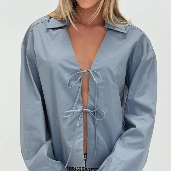 NWT ✨️$25 Princess Polly Rinch L/S Top In Steel Blue Size 2 - Picture 4 of 9